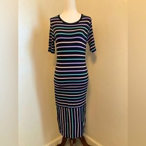 LuLaRoe Black Striped Dress XS